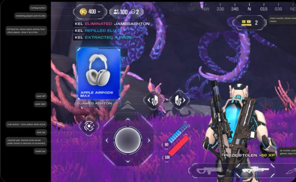 Planet-X development gameplay view with alien terrain and mobile interface