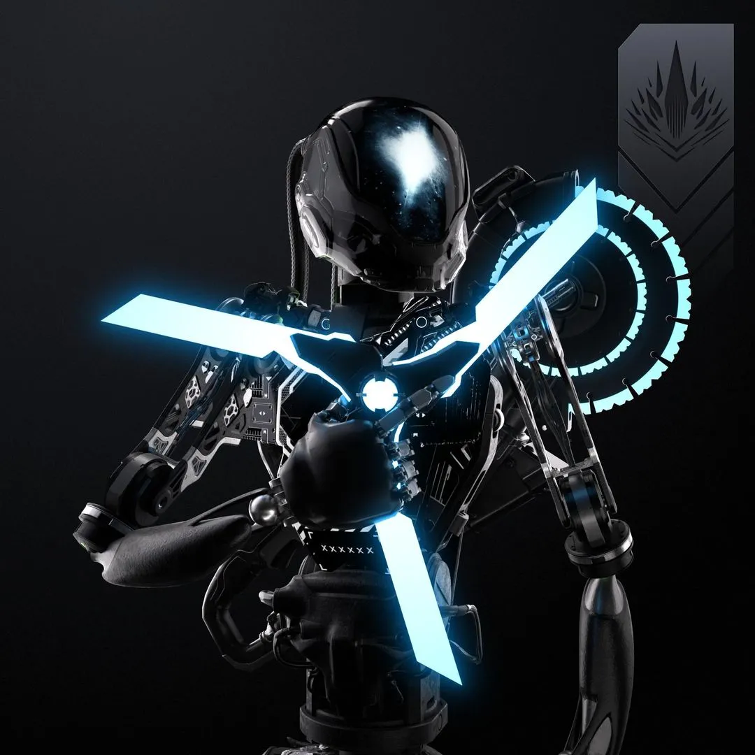 Official cyan-lit X-Droid collectible portrait; illustrative artwork, not a current listing